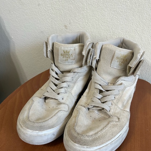 Supra Vaider LC Skate Shoe High Top Sneaker Men's Size 9 Off White Gold Cream - Picture 6 of 12